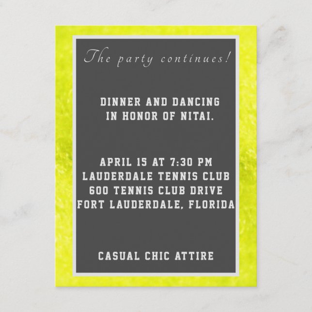 Carte de fermeture de tennis Fuzzies (Devant)