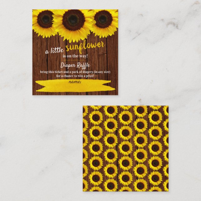 Carte de fermeture du Baby shower de tournesol (Devant / Derrière)