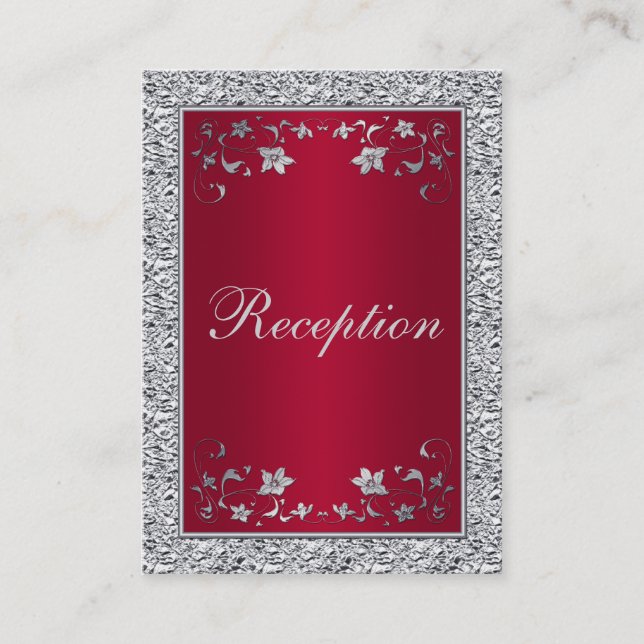Carte de fermeture florale Foil Red, Silver FAUX (Devant)
