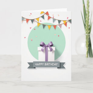 Carte de fête d'anniversaire avec un ruban élégant