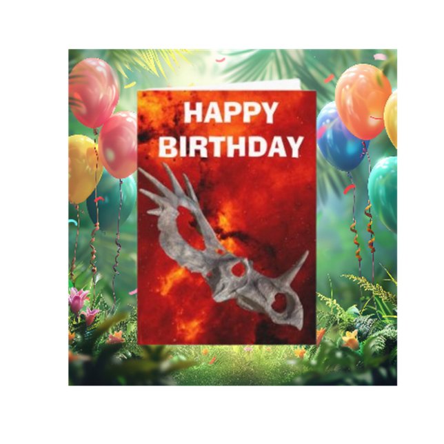 Carte de fête d'anniversaire de Dinosaur crâne ( Let’s make it a day filled with fun, laughter, and lots of dino-roars!)