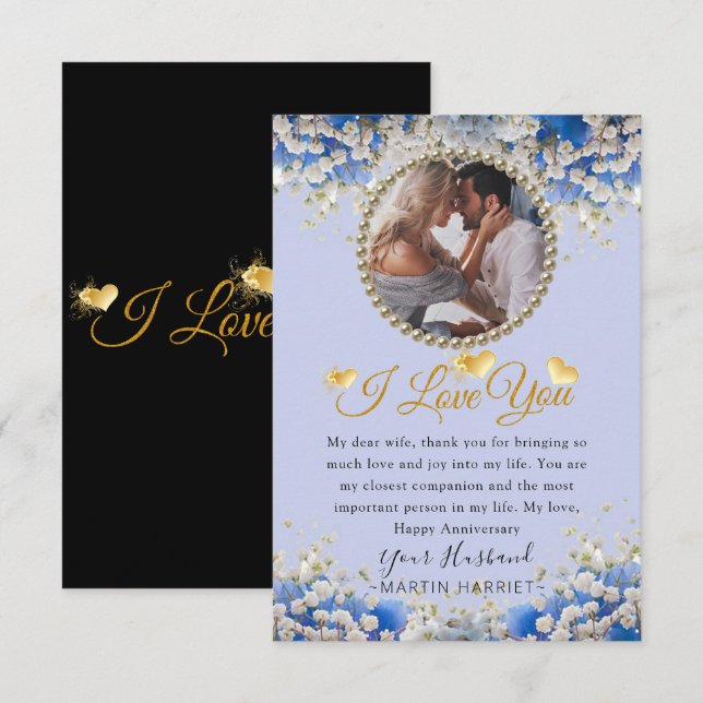 Carte de Fête d'Anniversaire de Mariage pour Femme (Devant / Derrière)