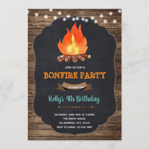 Carte de fête d'anniversaire du camp de Bonfire