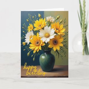 Carte de Fête d'Anniversaire Fleurie Joyeuse