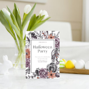 Carte de fête d'anniversaire Halloween Florale Squ