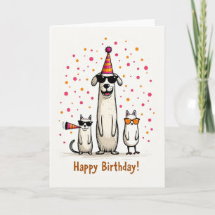 Carte de fête d'anniversaire pour animaux fantaisi