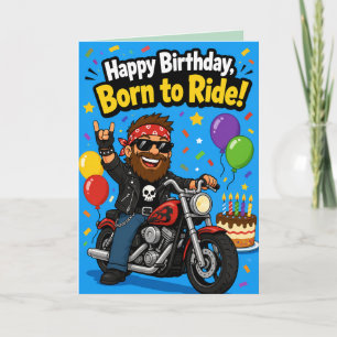 Carte de Fête d'Anniversaire pour Motard Né pour R