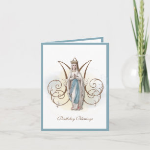 Carte de fête d'anniversaire Vierge Marie Lourdes
