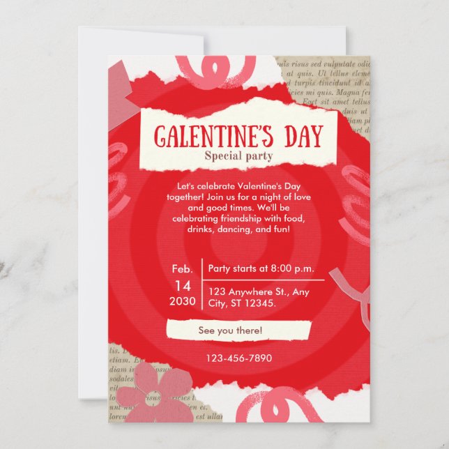 Carte de fête de Galentine's Day à l'album rouge (Devant)