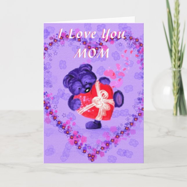 Carte de fête de la mère de mignonne Bear I Love Y (Devant)