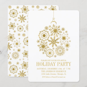 Carte de fête de l'ornement de fêtes Gold Snowflak