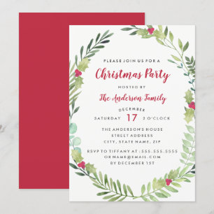 Carte de fête de Noël à couronne de peinture à l'a