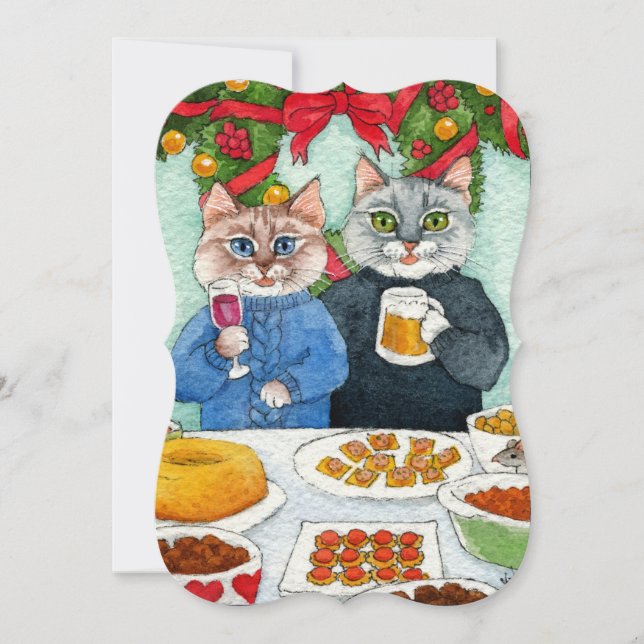 Carte de fête de Noël de la Souris de chat ou invi (Devant)