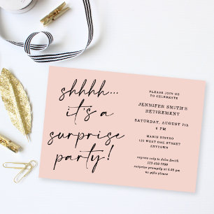 Carte de Fête de Retraite Surprise Rose Pâle Écrit
