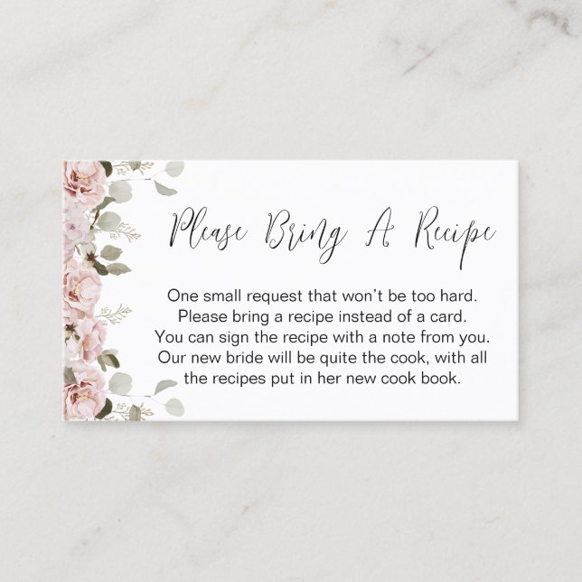 Carte de Fête des mariées Blush Floral Bring Recet (Devant)