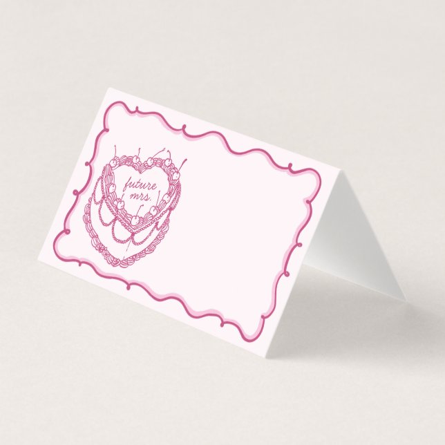 Carte de Fête des mariées de gâteau rose Coquette  (Front)