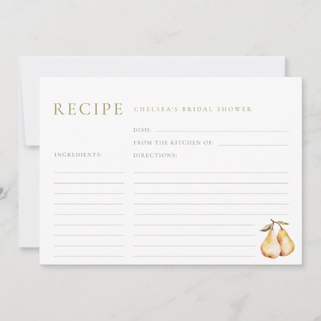 Carte de Fête des mariées de poires d'aquarelle (Devant)