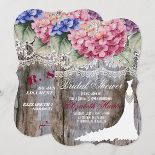 Carte de Fête des mariées en bois Hydrangeas Lace