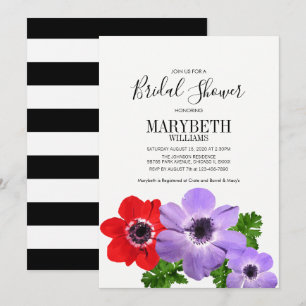 Carte de Fête des mariées Florale Anémonique Aquar