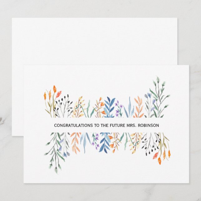 Carte de Fête des mariées Florale personnalisée (Devant / Derrière)