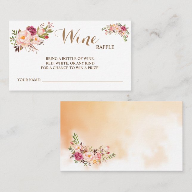 Carte de Fête des mariées Mariage de vin rose flor (Devant / Derrière)