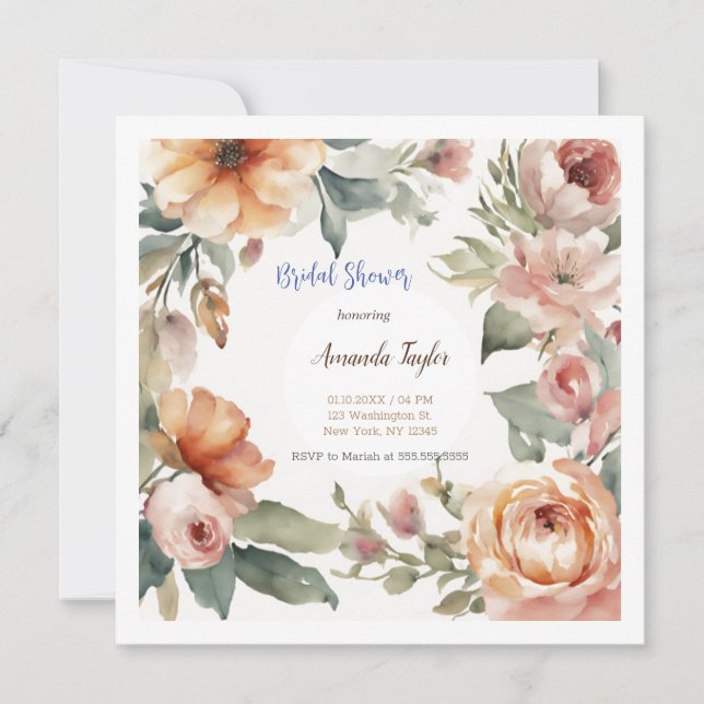 Carte de Fête des mariées minimale pour les fleurs (Devant)