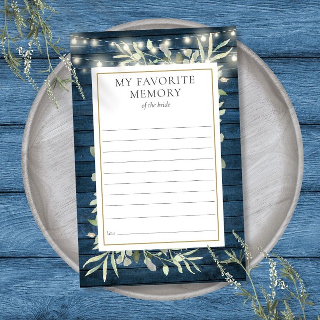Carte de Fête des mariées Rustique Favorite Memory (Rustic Favorite Memory Greenery Bridal Shower Card)