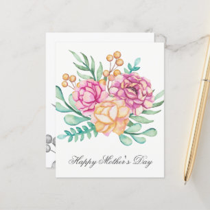 Carte de fête des mères à fleurs aquarelles jolies