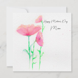 Carte de fête des mères à l'aquarelle florale rose