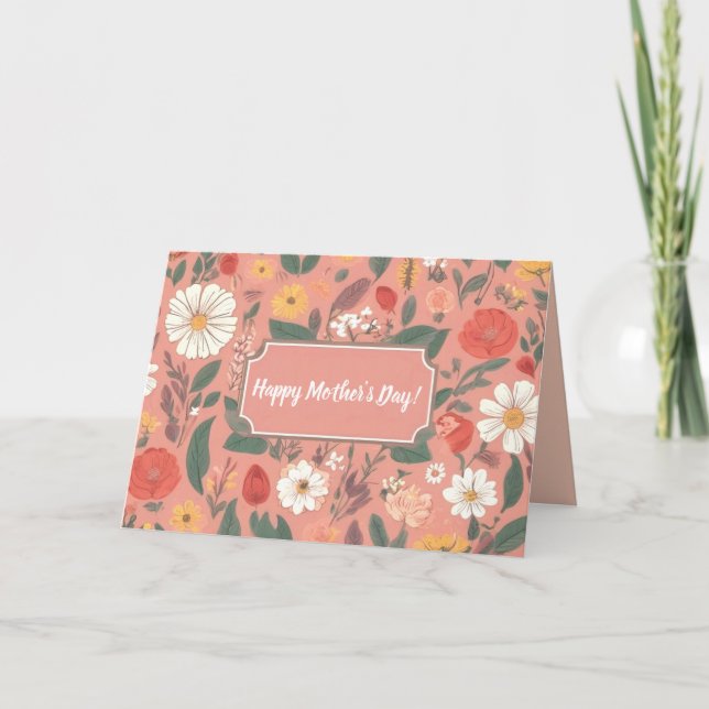 Carte de fête des mères à motif floral (Devant)