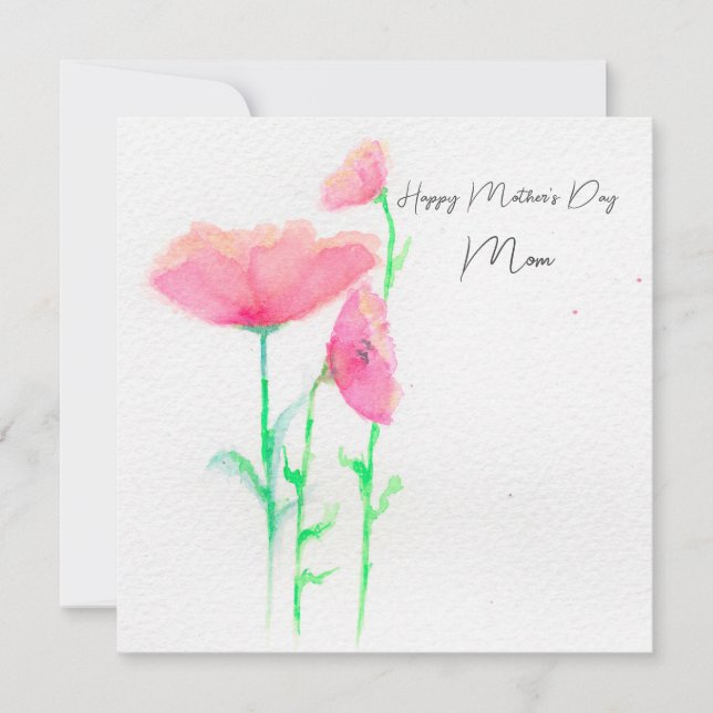Carte de fête des mères à motif floral aquarelle r (Devant)