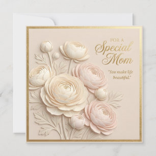 Carte de fête des mères à motif floral embossé