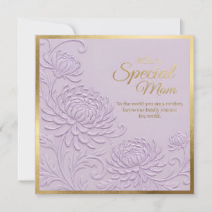 Carte de fête des mères à motif floral embossé