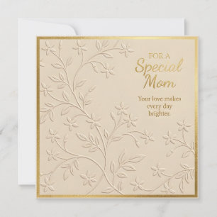 Carte de fête des mères à motif floral embossé