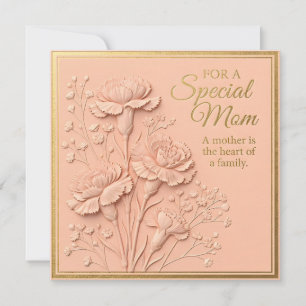 Carte de fête des mères à motif floral embossé