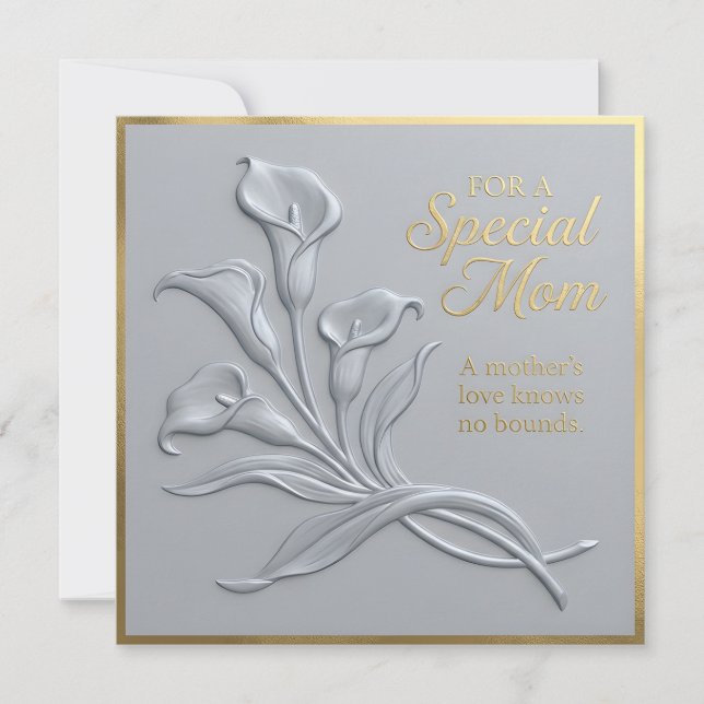 Carte de fête des mères à motif floral embossé (Devant)