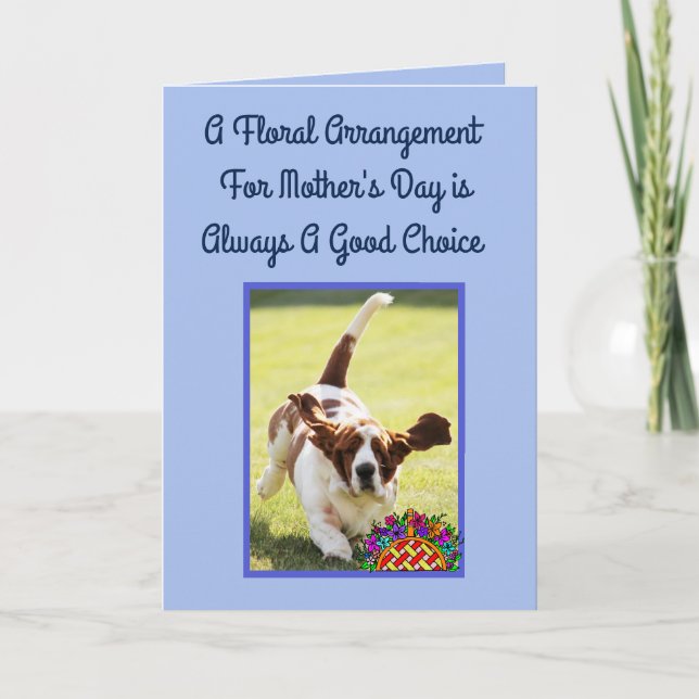 Carte de fête des mères amusante avec Cute Basset  (Devant)