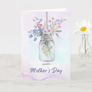 Carte de fête des mères au bouquet floral aquarell