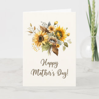 Carte de fête des mères au tournesol à l'aquarelle