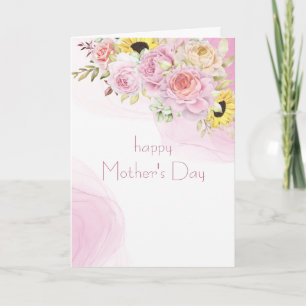 Carte de fête des mères aux fleurs à l'aquarelle i