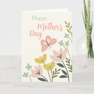 Carte de fête des mères aux papillons roses