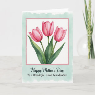 Carte de fête des mères aux tulipes à l'aquarelle