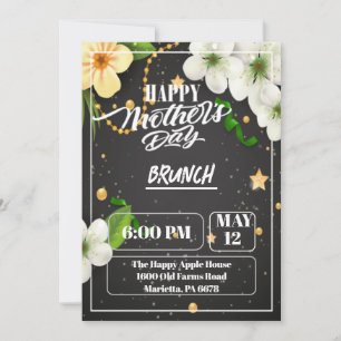 Carte de fête des mères avec cadeau et fleurs