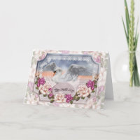 Carte de fête des mères avec cygne et Rose