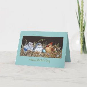 Carte de fête des mères avec de nombreux oiseaux d