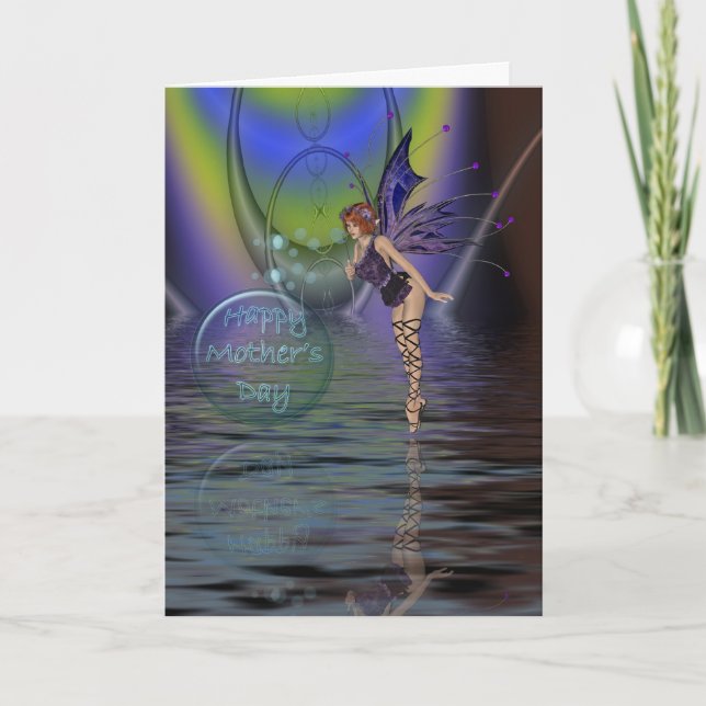 Carte de fête des mères avec fée et bulles sur l'e (Devant)
