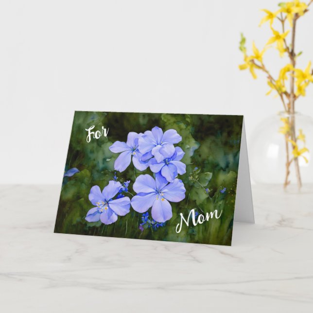 Carte de Fête des Mères avec Jardin de Fleurs Bleu (Fleur jaune)