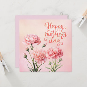 Carte de fête des mères avec oeillet rose