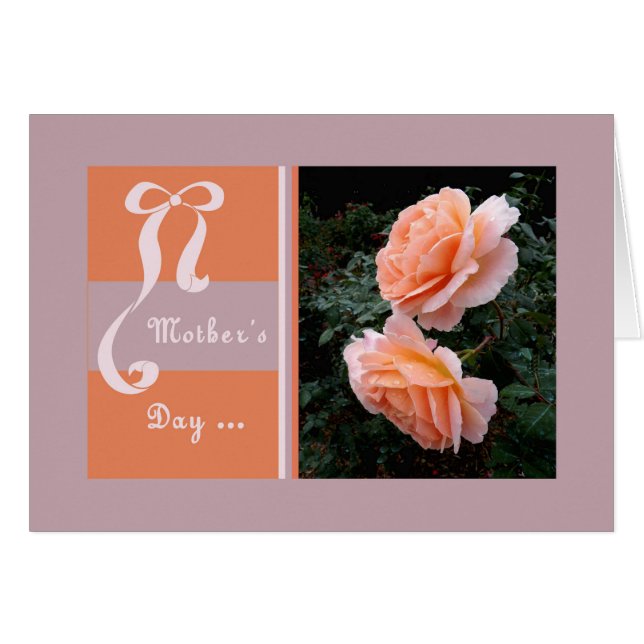 Carte de fête des mères avec Roses de pêche (Devant horizontal)