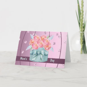 Carte de fête des mères avec roses roses roses et 